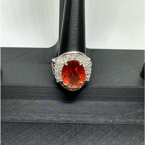 Jewelry - Red Glass and Rhinestone Ring size 7